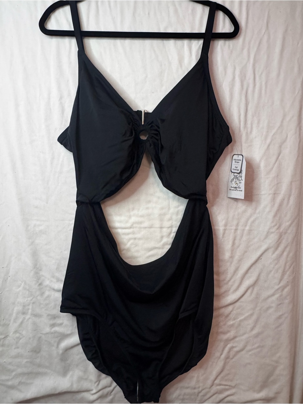 Time and Tru Black Cutout One-Piece Swimsuit